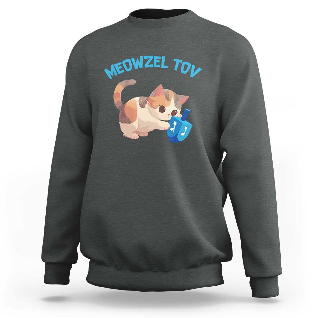 Funny Hanukkah Cats Sweatshirt Meowzel Tov Dreidels Chanukah Jewish Festival - Wonder Print Shop