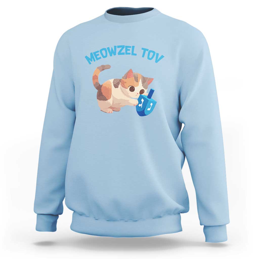 Funny Hanukkah Cats Sweatshirt Meowzel Tov Dreidels Chanukah Jewish Festival - Wonder Print Shop
