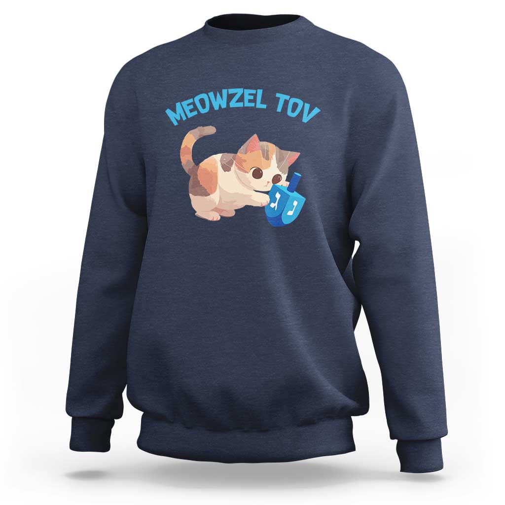 Funny Hanukkah Cats Sweatshirt Meowzel Tov Dreidels Chanukah Jewish Festival - Wonder Print Shop