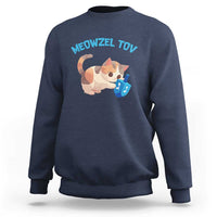 Funny Hanukkah Cats Sweatshirt Meowzel Tov Dreidels Chanukah Jewish Festival - Wonder Print Shop