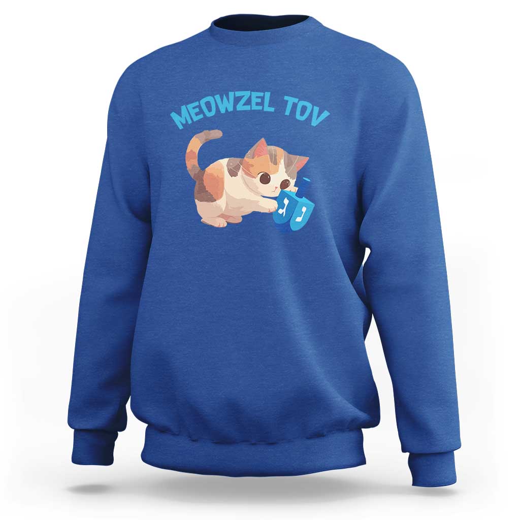 Funny Hanukkah Cats Sweatshirt Meowzel Tov Dreidels Chanukah Jewish Festival - Wonder Print Shop