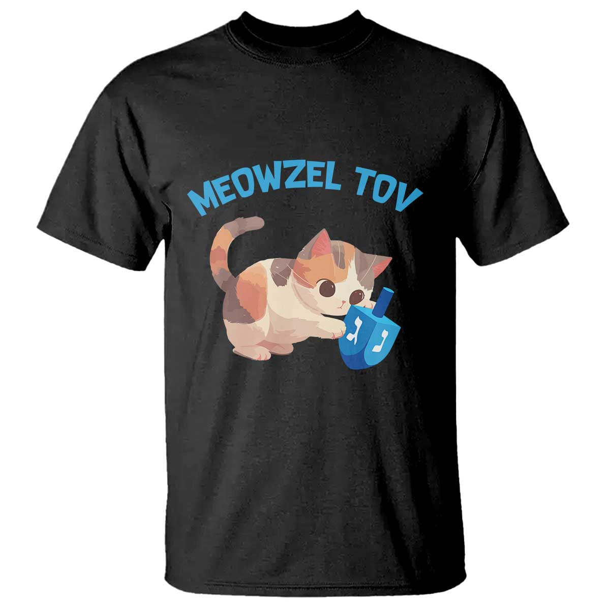 Funny Hanukkah Cats T Shirt Meowzel Tov Dreidels Chanukah Jewish Festival - Wonder Print Shop