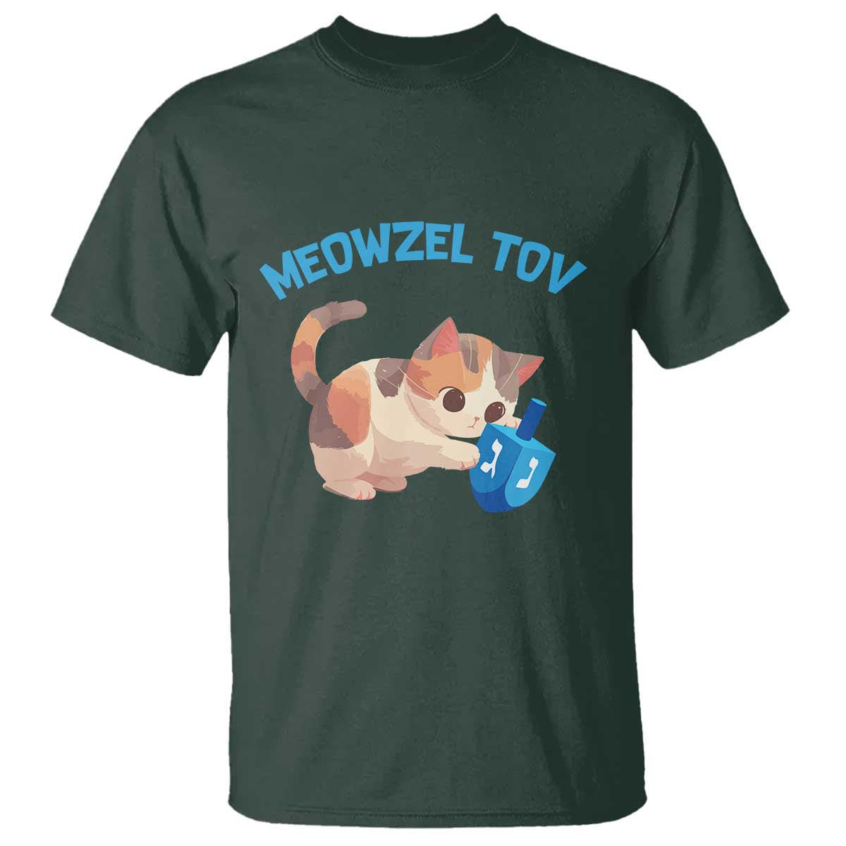 Funny Hanukkah Cats T Shirt Meowzel Tov Dreidels Chanukah Jewish Festival - Wonder Print Shop