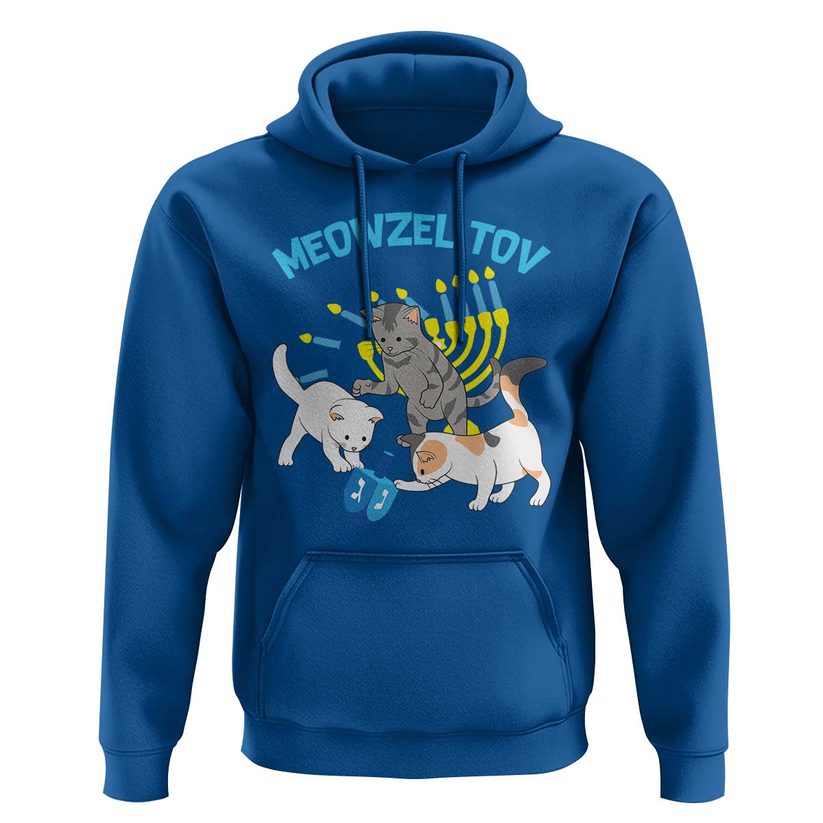 Funny Hanukkah Cats Hoodie Meowzel Tov Dreidels Menorah Chanukah Jewish Festival