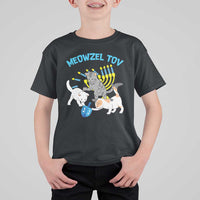 Funny Hanukkah Cats T Shirt For Kid Meowzel Tov Dreidels Menorah Chanukah Jewish Festival - Wonder Print Shop