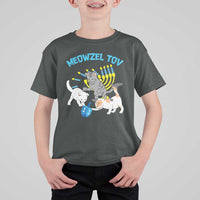 Funny Hanukkah Cats T Shirt For Kid Meowzel Tov Dreidels Menorah Chanukah Jewish Festival - Wonder Print Shop