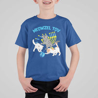 Funny Hanukkah Cats T Shirt For Kid Meowzel Tov Dreidels Menorah Chanukah Jewish Festival - Wonder Print Shop