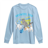 Funny Hanukkah Cats Long Sleeve Shirt Meowzel Tov Dreidels Menorah Chanukah Jewish Festival
