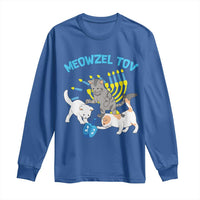 Funny Hanukkah Cats Long Sleeve Shirt Meowzel Tov Dreidels Menorah Chanukah Jewish Festival