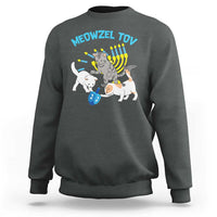 Funny Hanukkah Cats Sweatshirt Meowzel Tov Dreidels Menorah Chanukah Jewish Festival - Wonder Print Shop