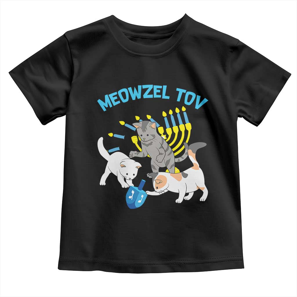 Funny Hanukkah Cats Toddler T Shirt Meowzel Tov Dreidels Menorah Chanukah Jewish Festival