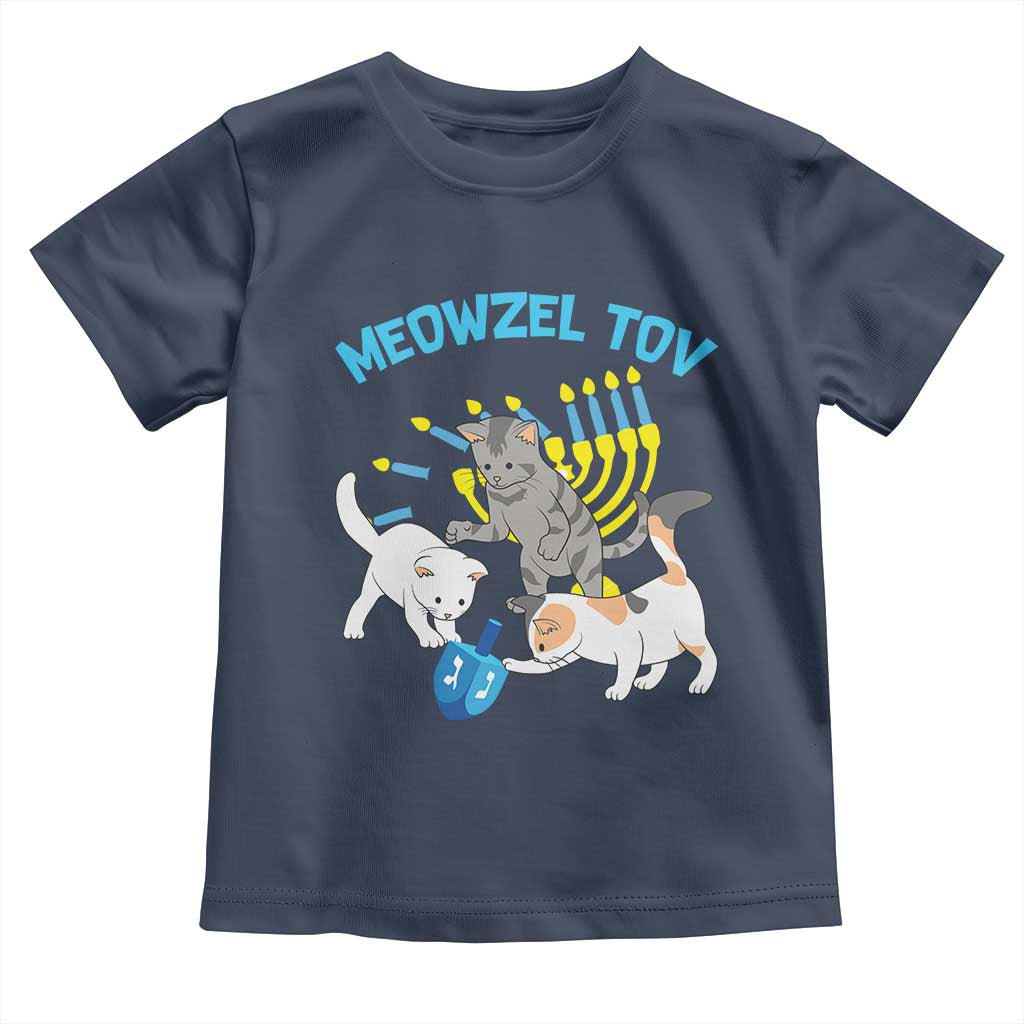 Funny Hanukkah Cats Toddler T Shirt Meowzel Tov Dreidels Menorah Chanukah Jewish Festival