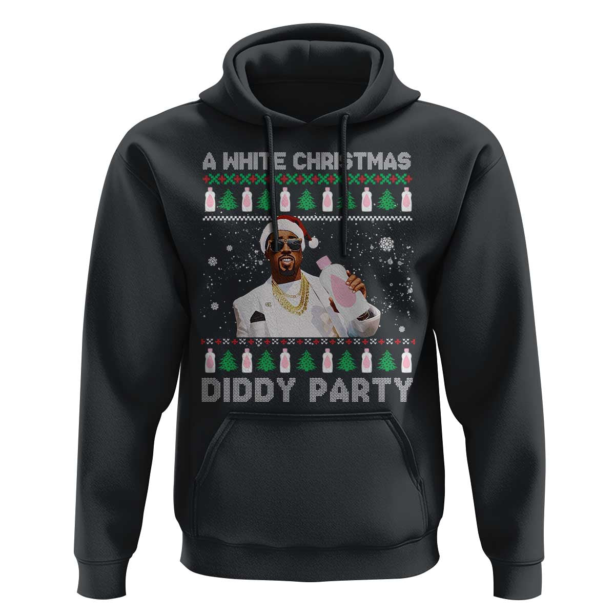 Funny Dirty Santa Diddy Christmas Hoodie A White Xmas Diddy Party Snowflake