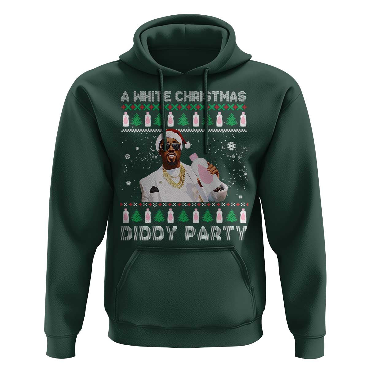 Funny Dirty Santa Diddy Christmas Hoodie A White Xmas Diddy Party Snowflake