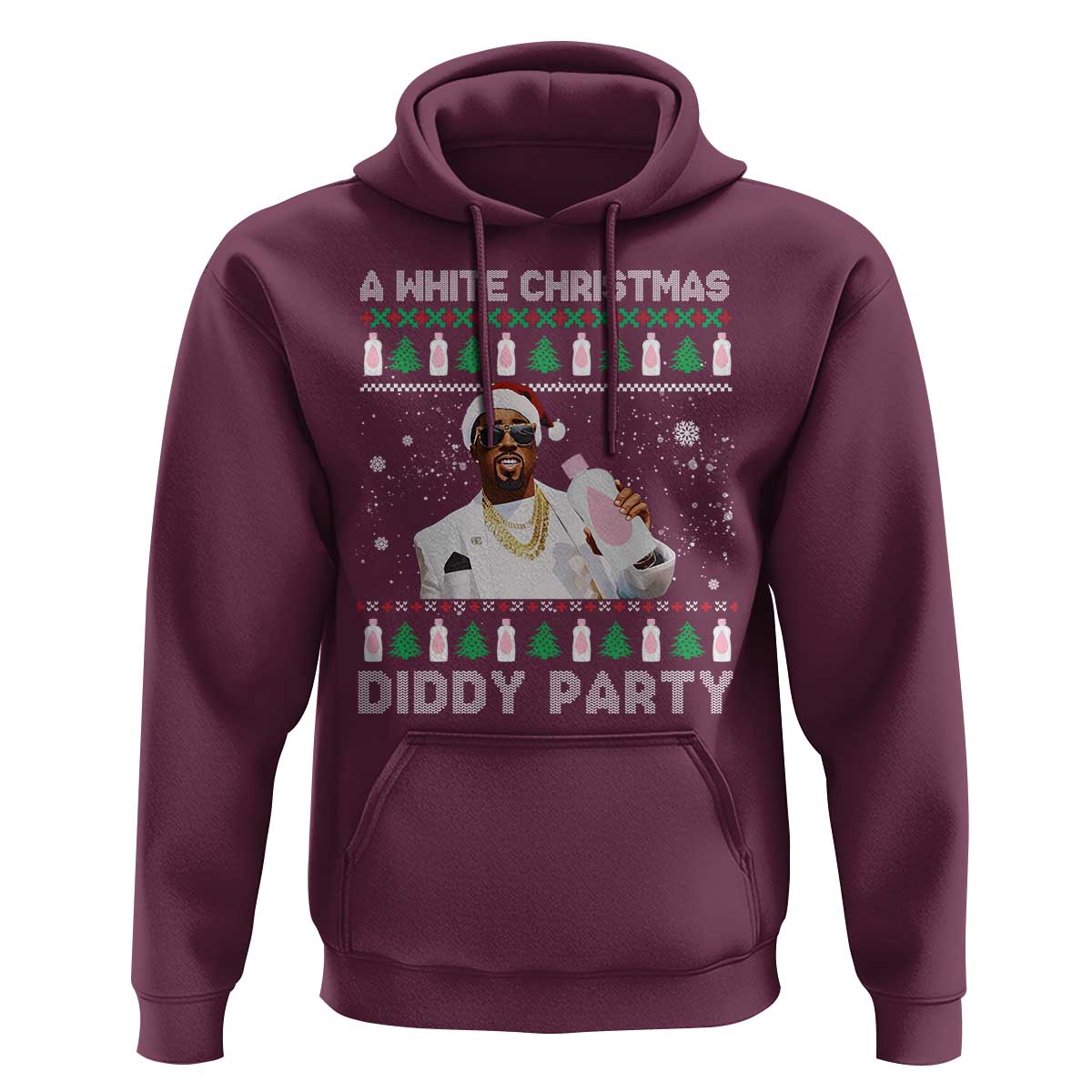 Funny Dirty Santa Diddy Christmas Hoodie A White Xmas Diddy Party Snowflake