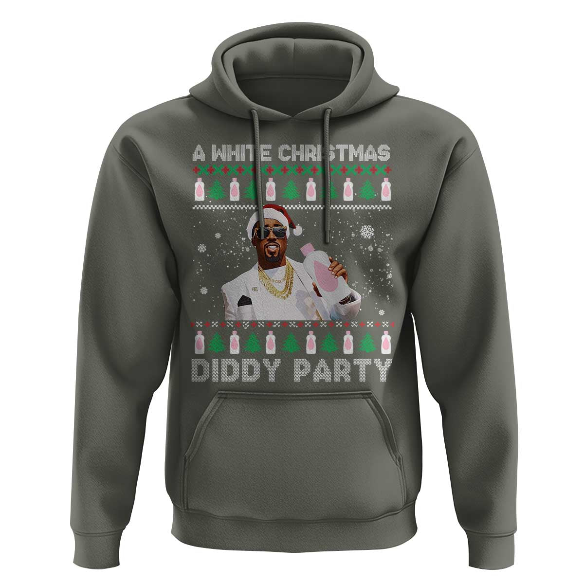 Funny Dirty Santa Diddy Christmas Hoodie A White Xmas Diddy Party Snowflake