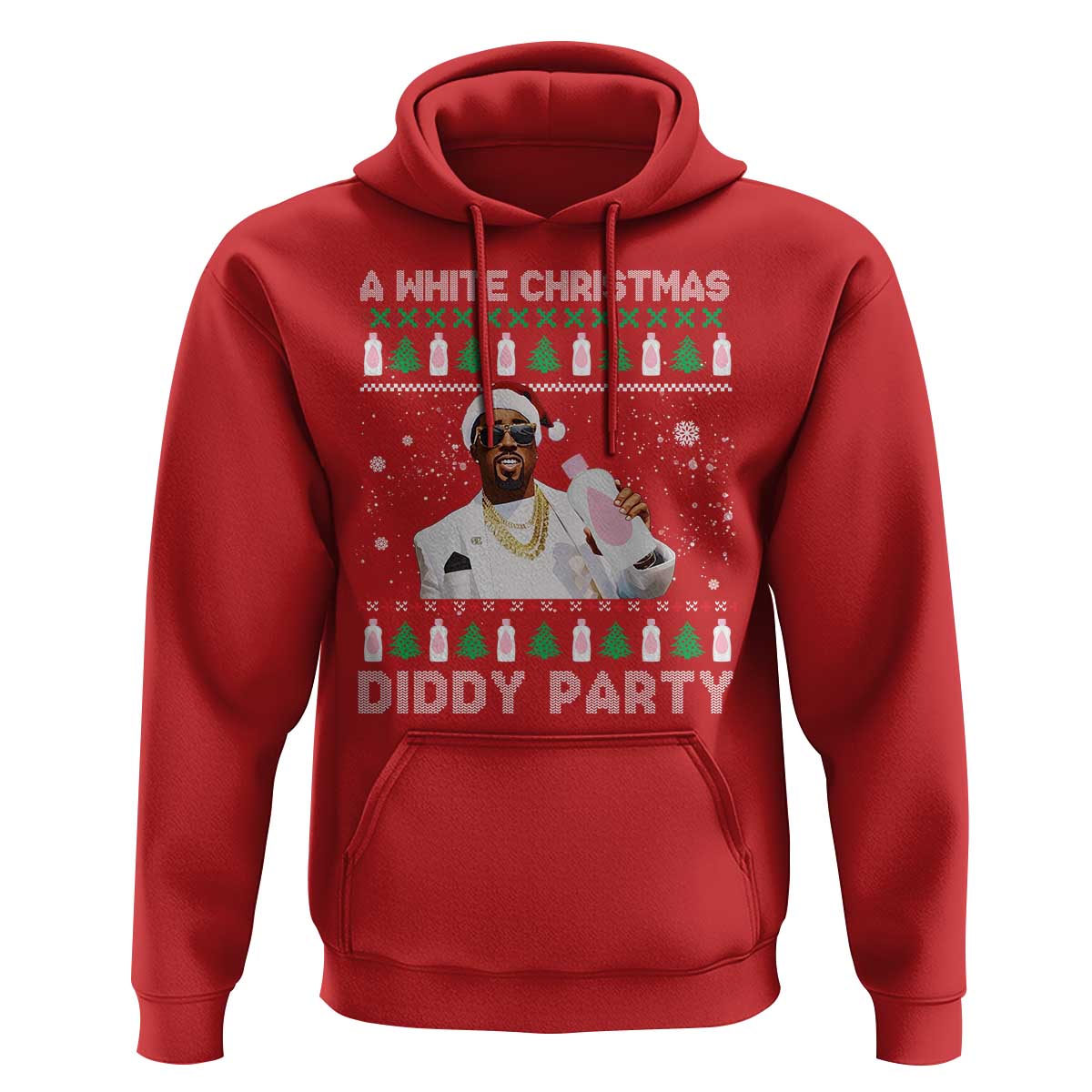 Funny Dirty Santa Diddy Christmas Hoodie A White Xmas Diddy Party Snowflake