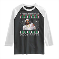 Funny Dirty Santa Diddy Christmas Raglan Shirt A White Xmas Diddy Party Snowflake - Wonder Print Shop