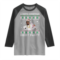 Funny Dirty Santa Diddy Christmas Raglan Shirt A White Xmas Diddy Party Snowflake - Wonder Print Shop