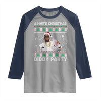 Funny Dirty Santa Diddy Christmas Raglan Shirt A White Xmas Diddy Party Snowflake - Wonder Print Shop