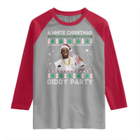Funny Dirty Santa Diddy Christmas Raglan Shirt A White Xmas Diddy Party Snowflake - Wonder Print Shop