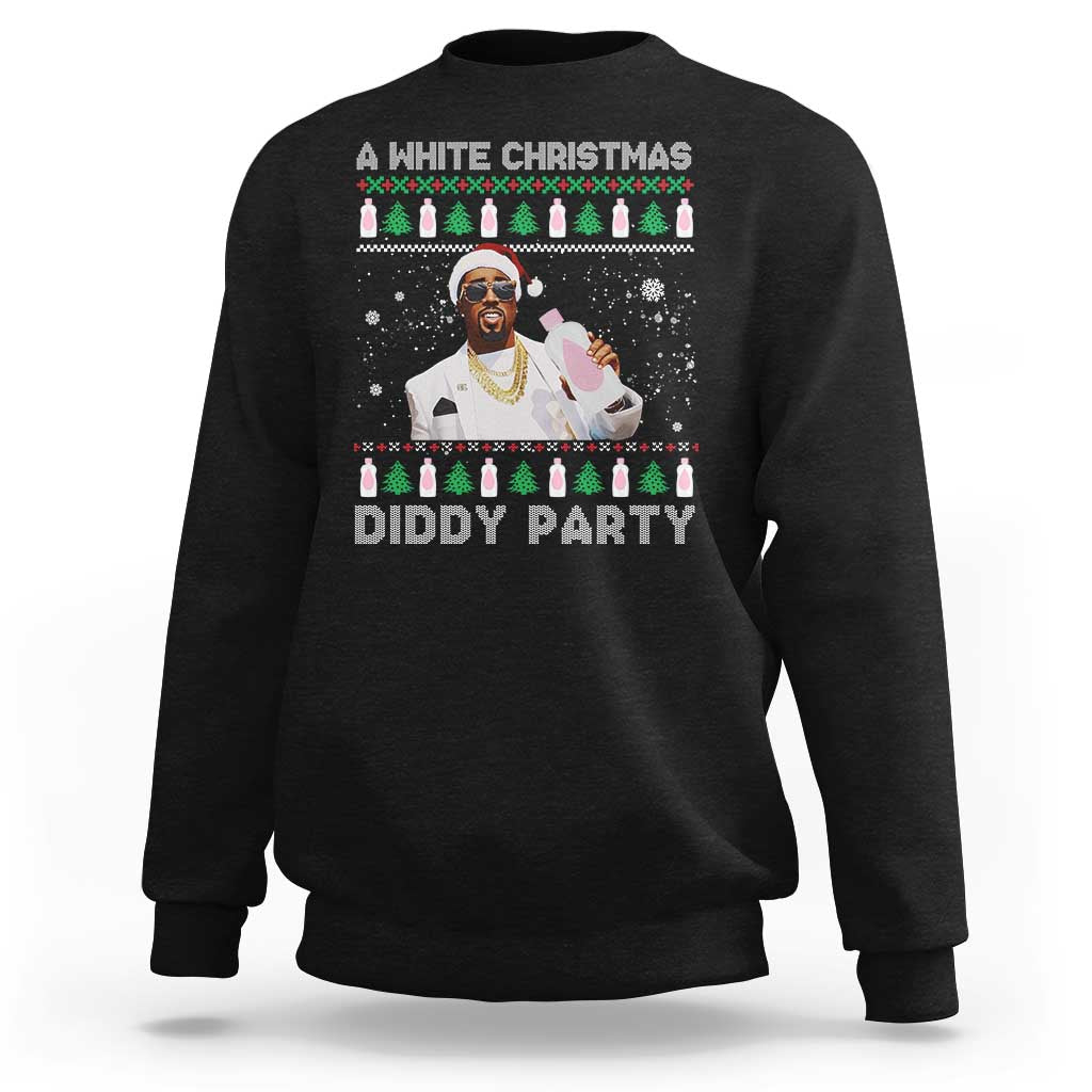 Funny Dirty Santa Diddy Christmas Sweatshirt A White Xmas Diddy Party Snowflake - Wonder Print Shop