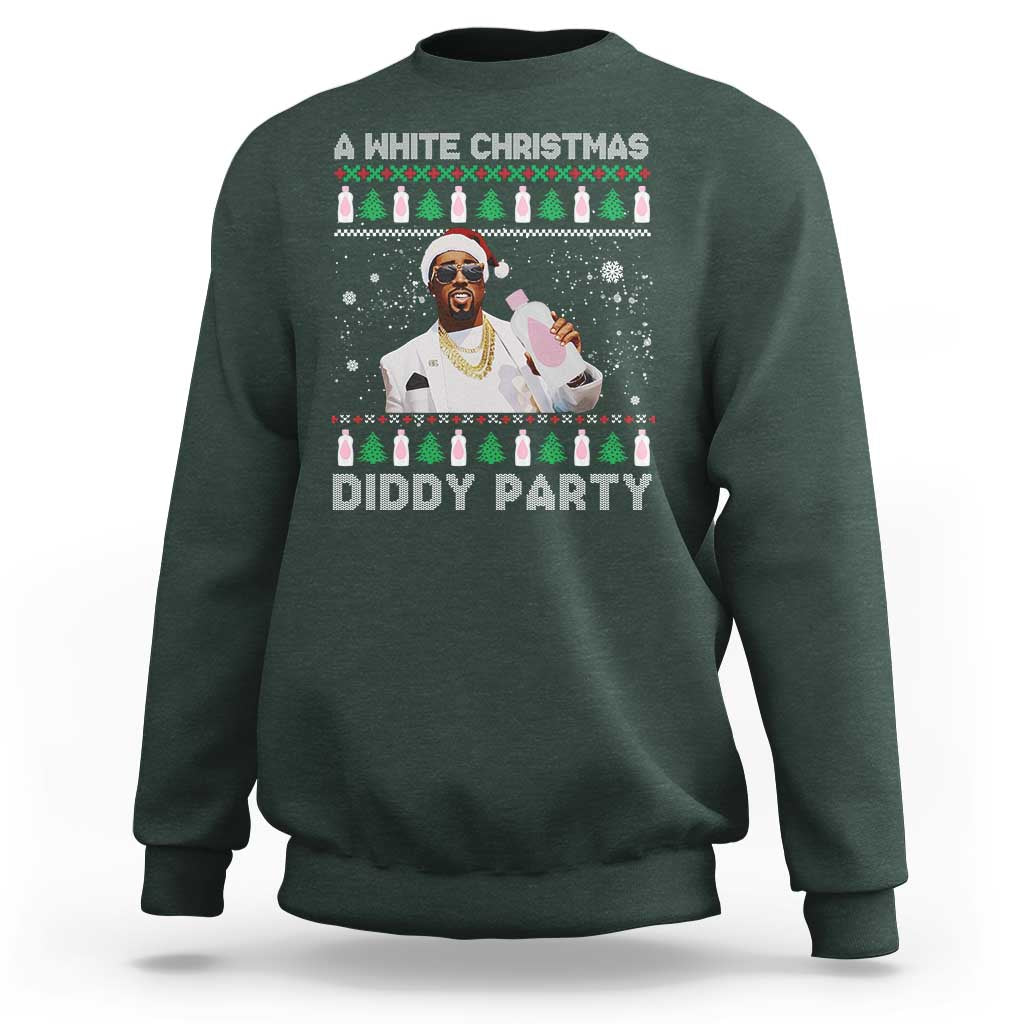 Funny Dirty Santa Diddy Christmas Sweatshirt A White Xmas Diddy Party Snowflake - Wonder Print Shop