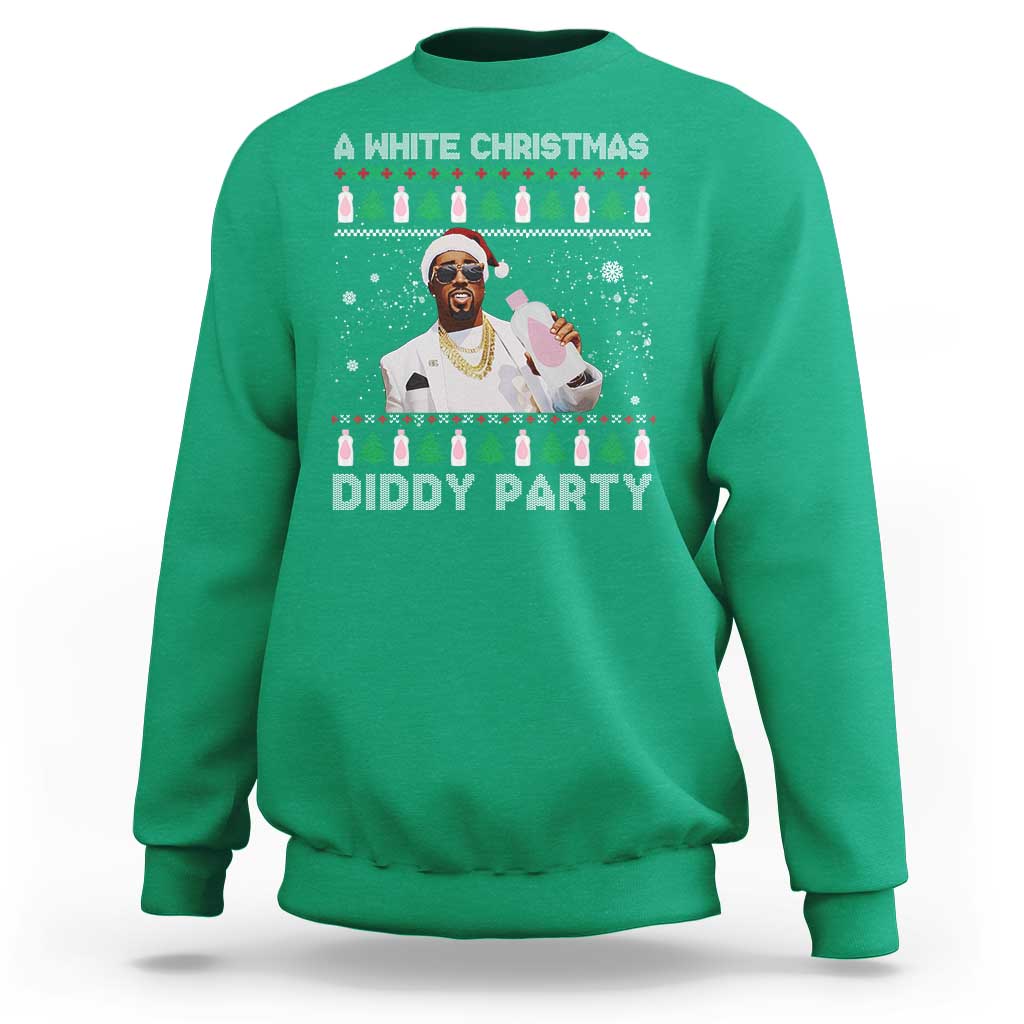 Funny Dirty Santa Diddy Christmas Sweatshirt A White Xmas Diddy Party Snowflake - Wonder Print Shop