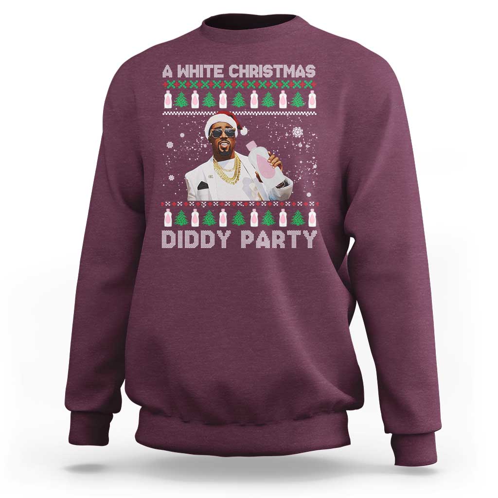 Funny Dirty Santa Diddy Christmas Sweatshirt A White Xmas Diddy Party Snowflake - Wonder Print Shop