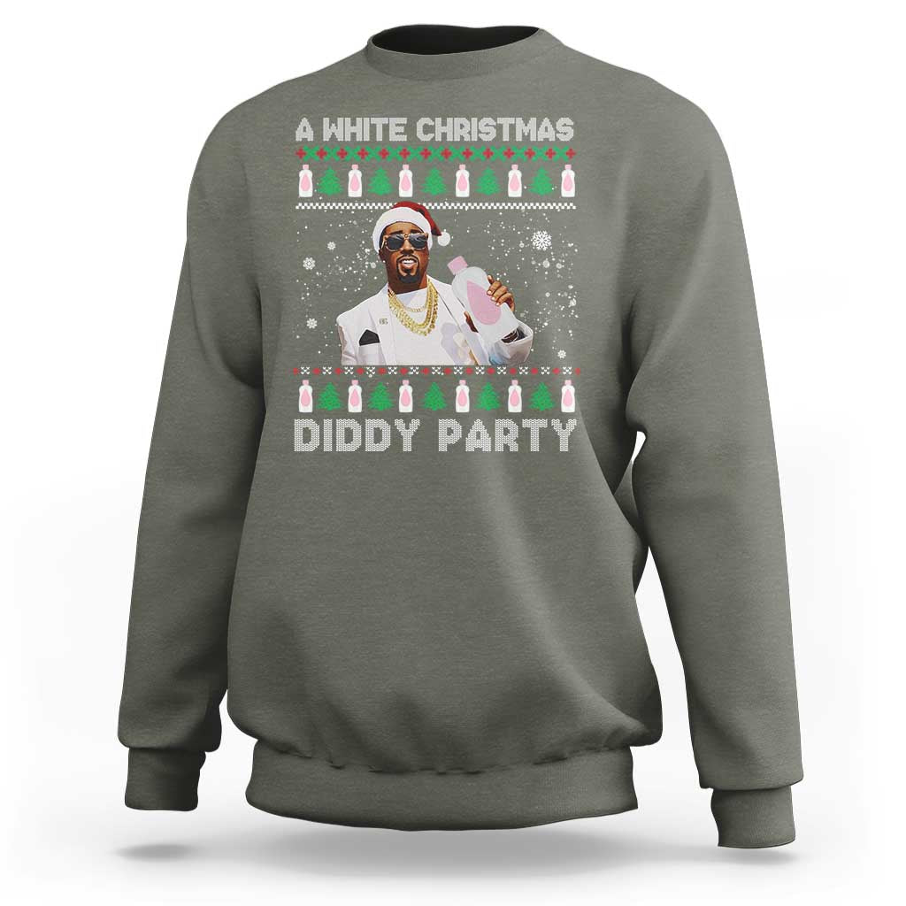 Funny Dirty Santa Diddy Christmas Sweatshirt A White Xmas Diddy Party Snowflake - Wonder Print Shop