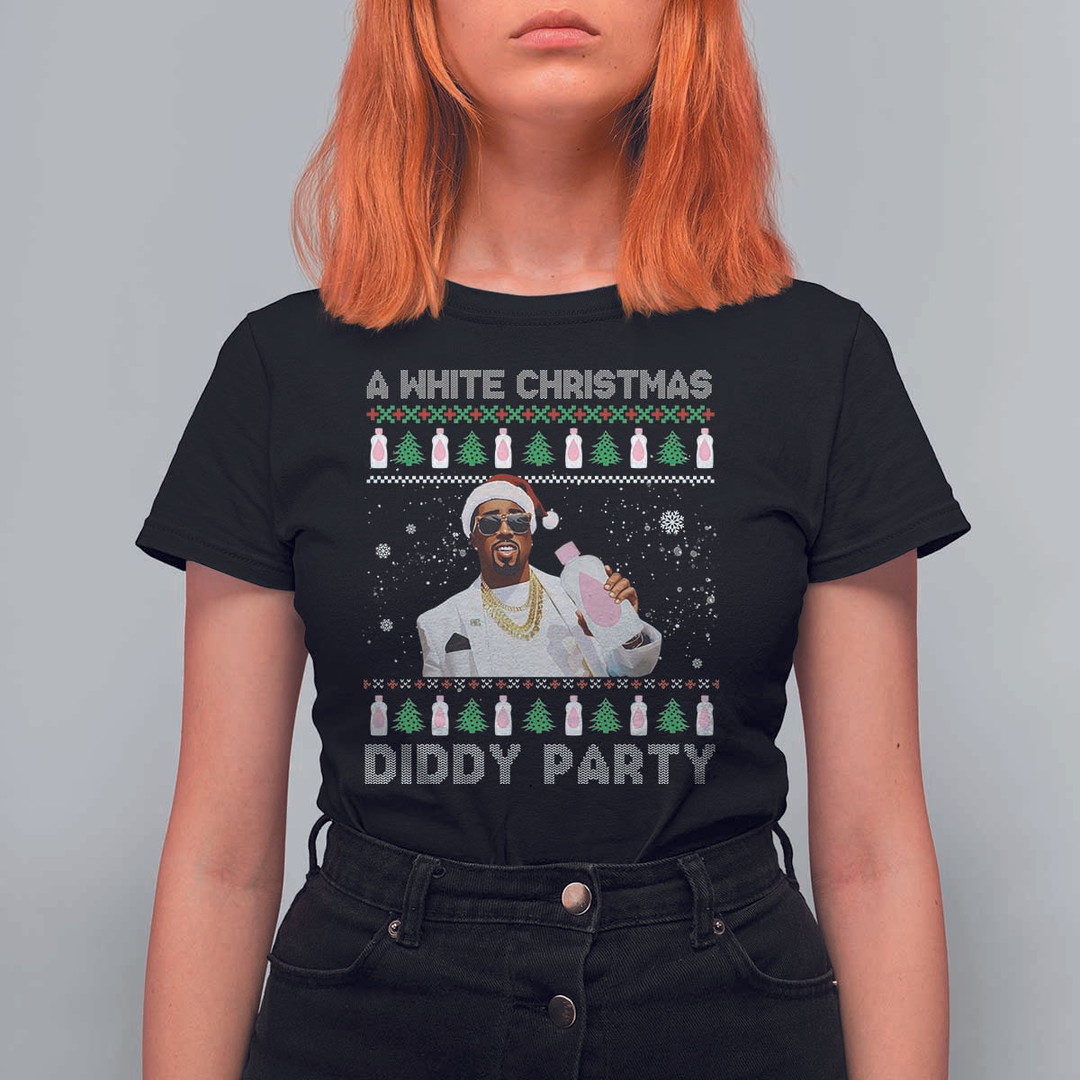 Funny Dirty Santa Diddy Christmas T Shirt For Women A White Xmas Diddy Party Snowflake - Wonder Print Shop