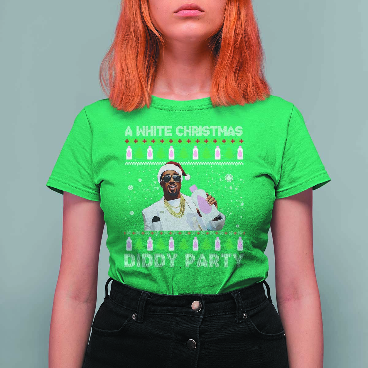 Funny Dirty Santa Diddy Christmas T Shirt For Women A White Xmas Diddy Party Snowflake - Wonder Print Shop