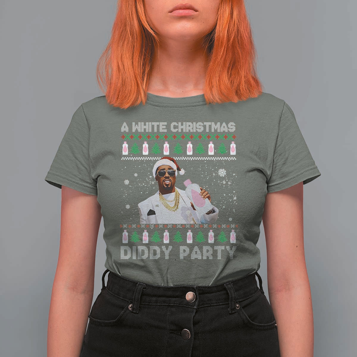 Funny Dirty Santa Diddy Christmas T Shirt For Women A White Xmas Diddy Party Snowflake - Wonder Print Shop