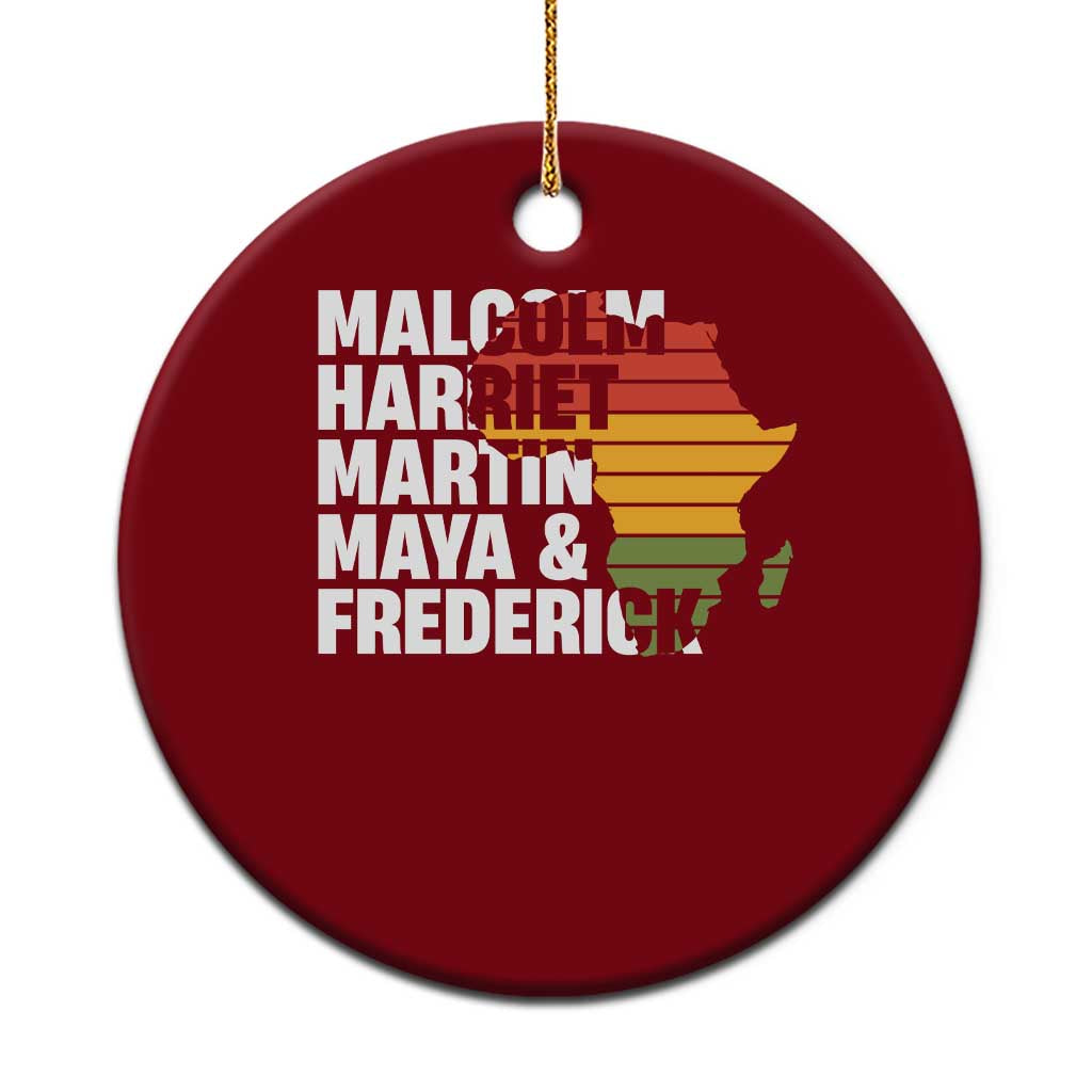 Black History Leaders Ceramic Ornament Malcolm Harriet Martin Maya Frederick Africa Map