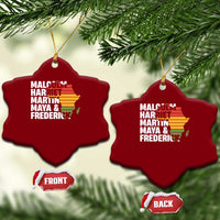 Black History Leaders Ceramic Ornament Malcolm Harriet Martin Maya Frederick Africa Map