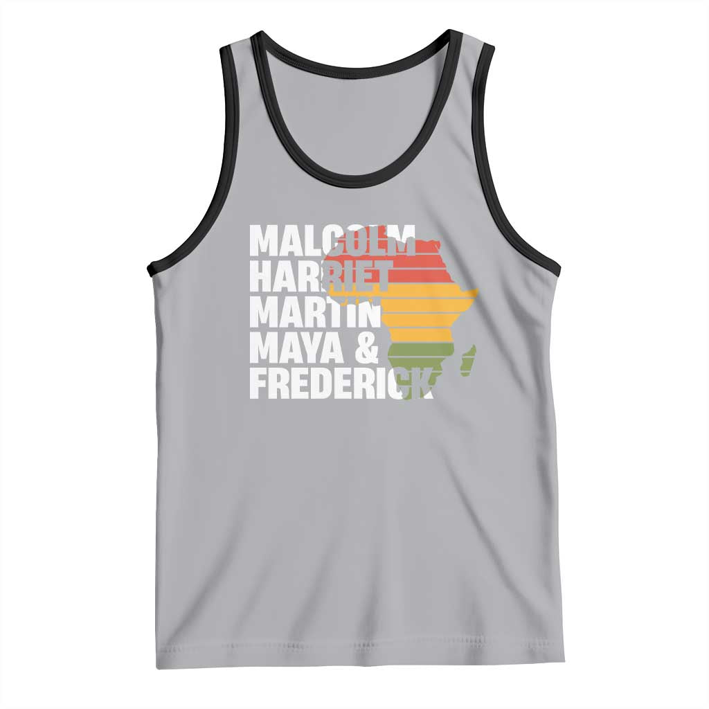 Black History Leaders Tank Top Malcolm Harriet Martin Maya Frederick Africa Map