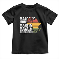 Black History Leaders Toddler T Shirt Malcolm Harriet Martin Maya Frederick Africa Map