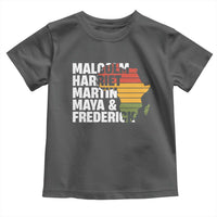 Black History Leaders Toddler T Shirt Malcolm Harriet Martin Maya Frederick Africa Map