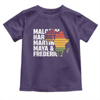 Black History Leaders Toddler T Shirt Malcolm Harriet Martin Maya Frederick Africa Map