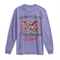 Funny Sorry Cupid I've Been Feral Long Sleeve Shirt Valentine's Day Cupid Racoon