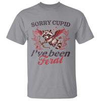Funny Sorry Cupid I've Been Feral T Shirt Valentine's Day Cupid Racoon
