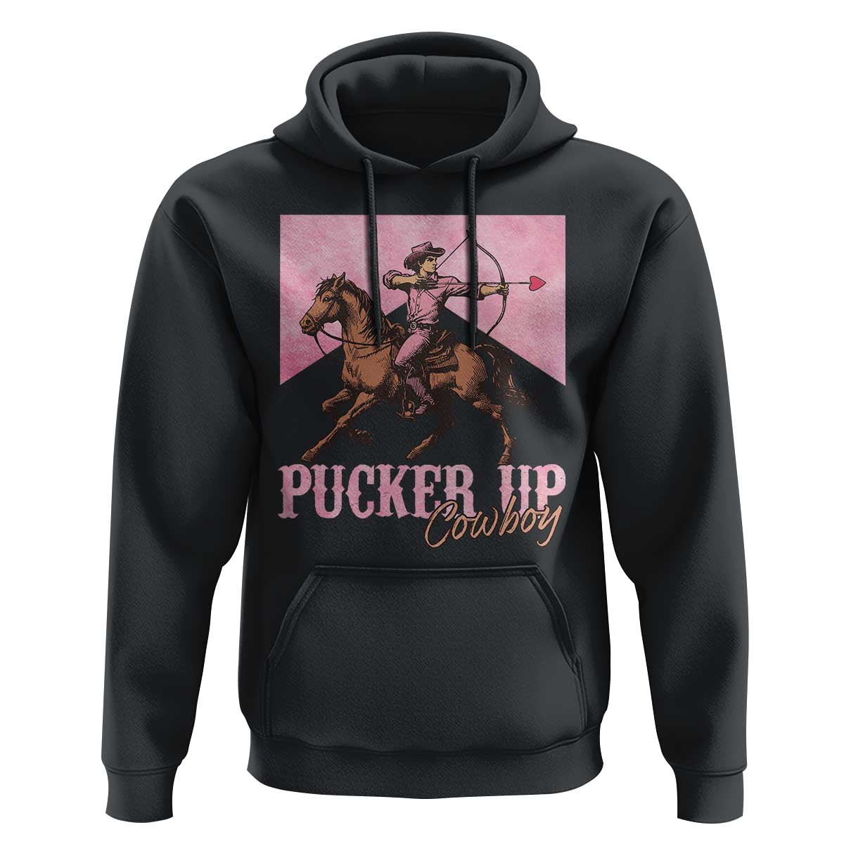 Funny Valentine's Day Western Cowboy Hoodie Pucker Up Cowboy Cupid