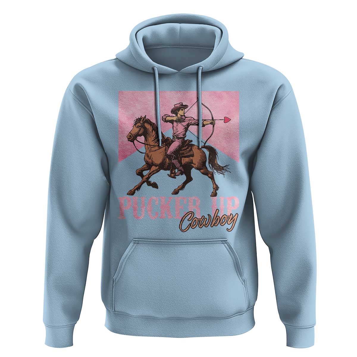 Funny Valentine's Day Western Cowboy Hoodie Pucker Up Cowboy Cupid