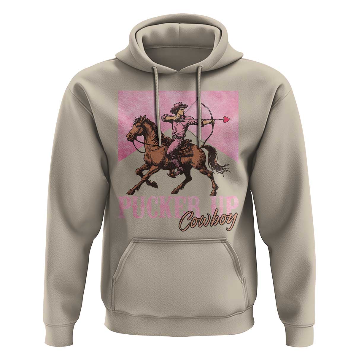 Funny Valentine's Day Western Cowboy Hoodie Pucker Up Cowboy Cupid