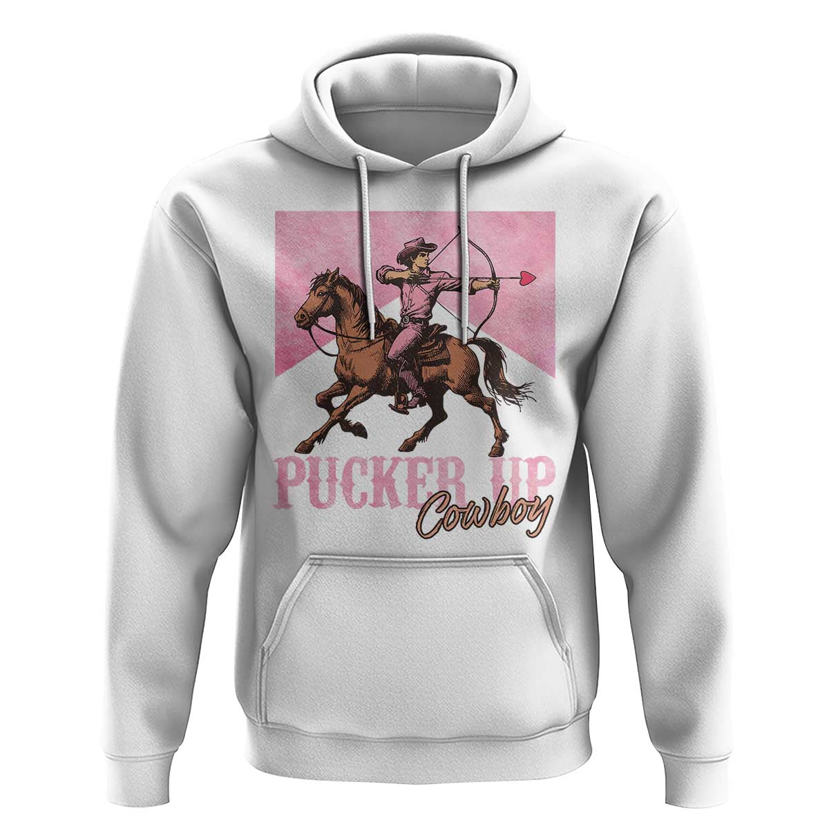 Funny Valentine's Day Western Cowboy Hoodie Pucker Up Cowboy Cupid