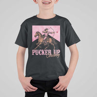 Funny Valentine's Day Western Cowboy T Shirt For Kid Pucker Up Cowboy Cupid