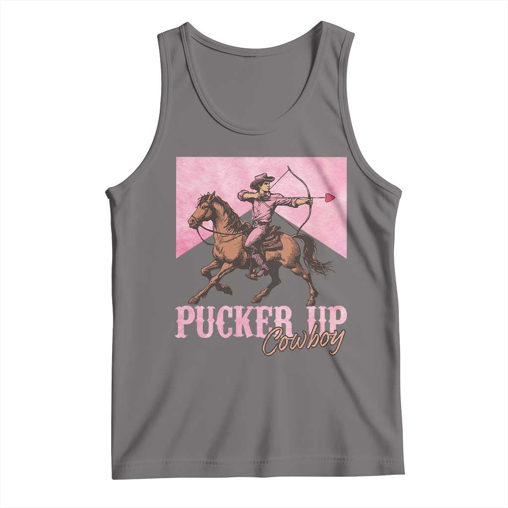 Funny Valentine's Day Western Cowboy Tank Top Pucker Up Cowboy Cupid