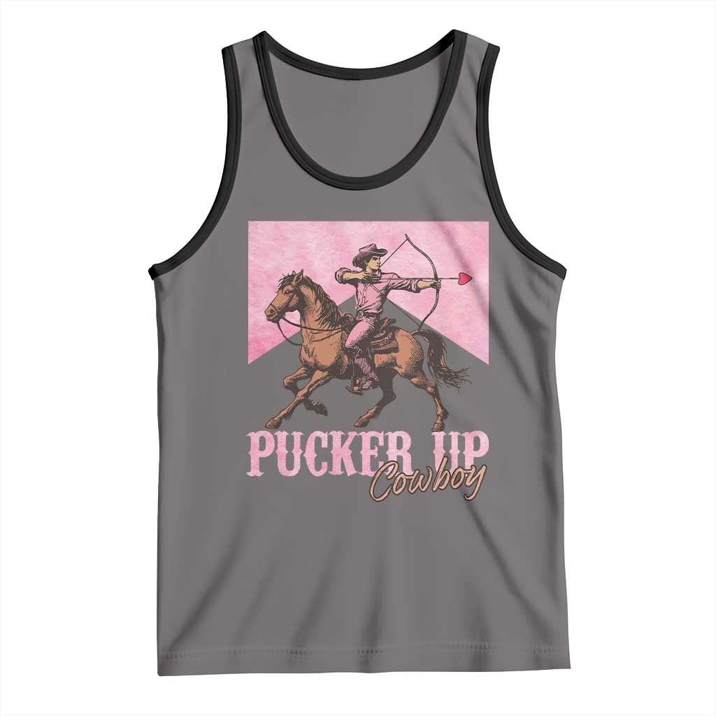 Funny Valentine's Day Western Cowboy Tank Top Pucker Up Cowboy Cupid