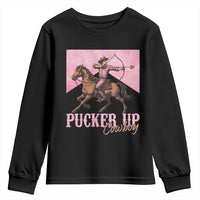 Funny Valentine's Day Western Cowboy Youth Sweatshirt Pucker Up Cowboy Cupid