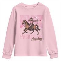 Funny Valentine's Day Western Cowboy Youth Sweatshirt Pucker Up Cowboy Cupid